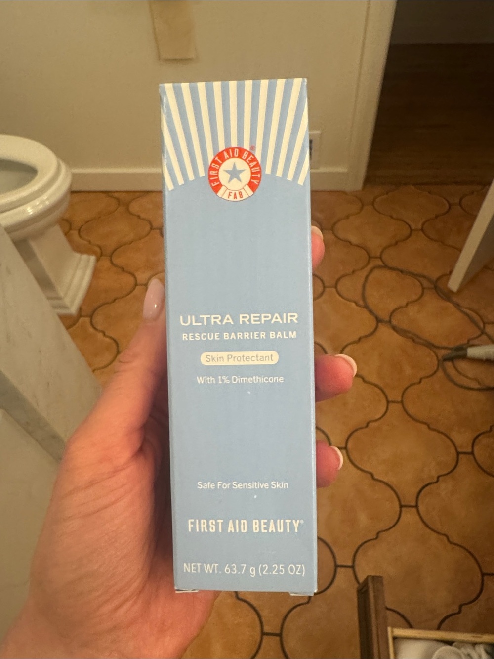 First Aid Beauty Ultra Repair Rescue Barrier Balm in pale blue box